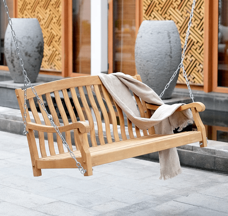 Cynthia 2 Person Teak Solid Wood Porch Swing