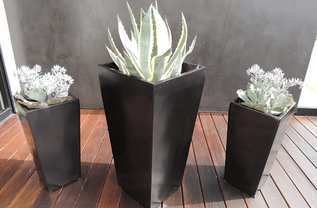 Gleaming Fiberglass Black Windsor Front Porch Planter