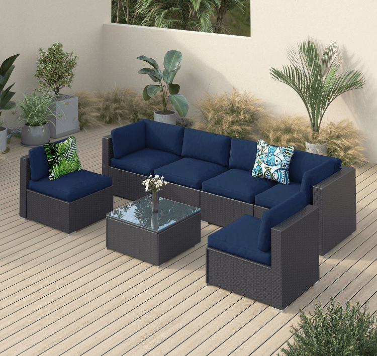 Modular 7 Piece Faux Rattan Patio Seating