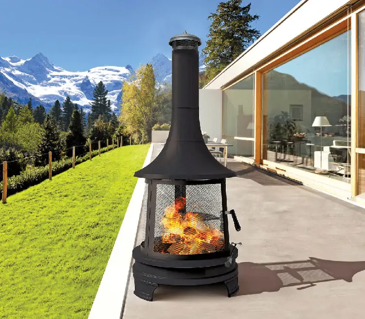 Outdoor Steel Fireplace with Cooking Grill