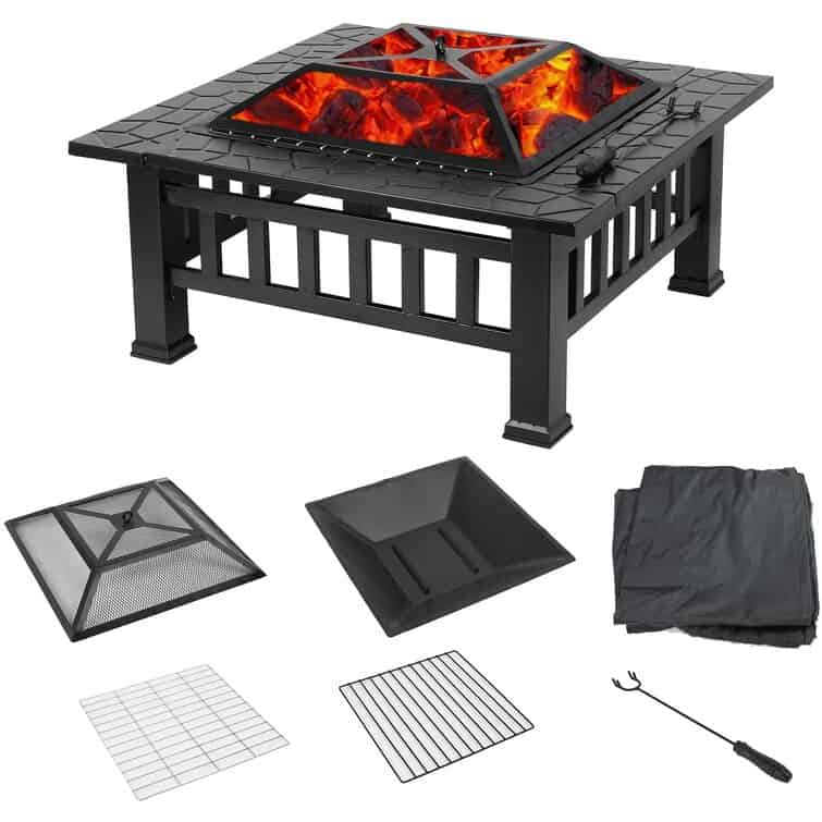 Porterville 14'' H x 32'' W Iron Wood Burning Outdoor Fire Pit Table