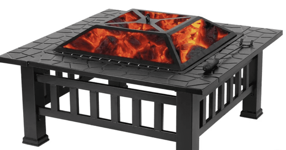 Porterville 14''x 32'' W Iron Outdoor Fire Pit Grill Table