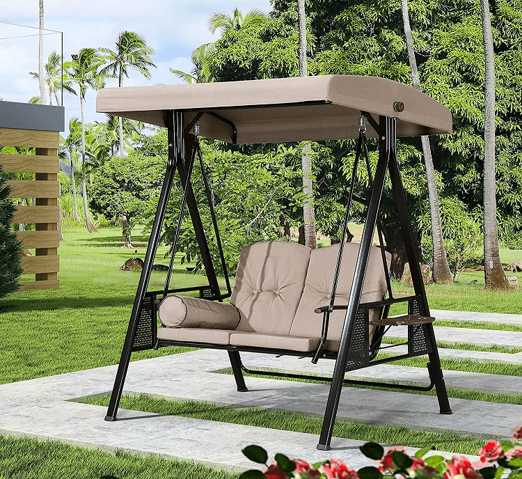 Valdese 2 Person Metal Porch Swing with Canopy 