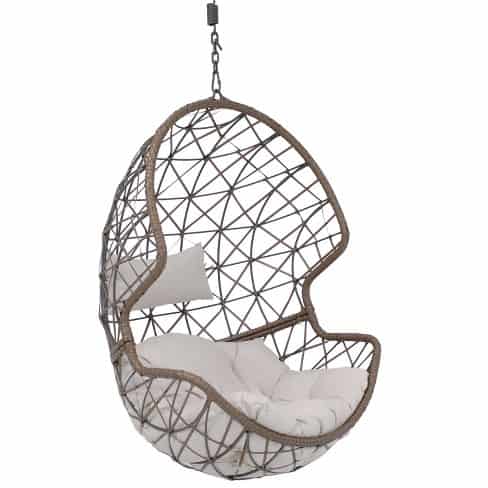 Sunnydaze Outdoor Resin Wicker Patio Danielle Hanging Basket Egg Chair Swing With Cushion And Headrest - Gray - 2pc : Target