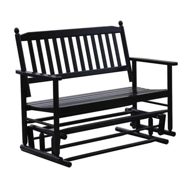 VEIKOUS 2-Person Black Wooden Outdoor Patio Glider Rocking Chair Swing Chair PG0209-03BK