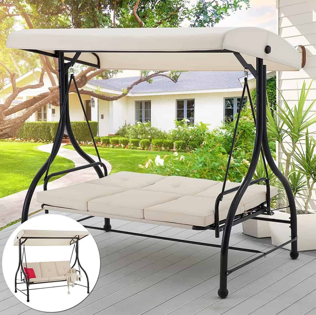 AECOJOY 3-Seat Outdoor Patio Swing Chair