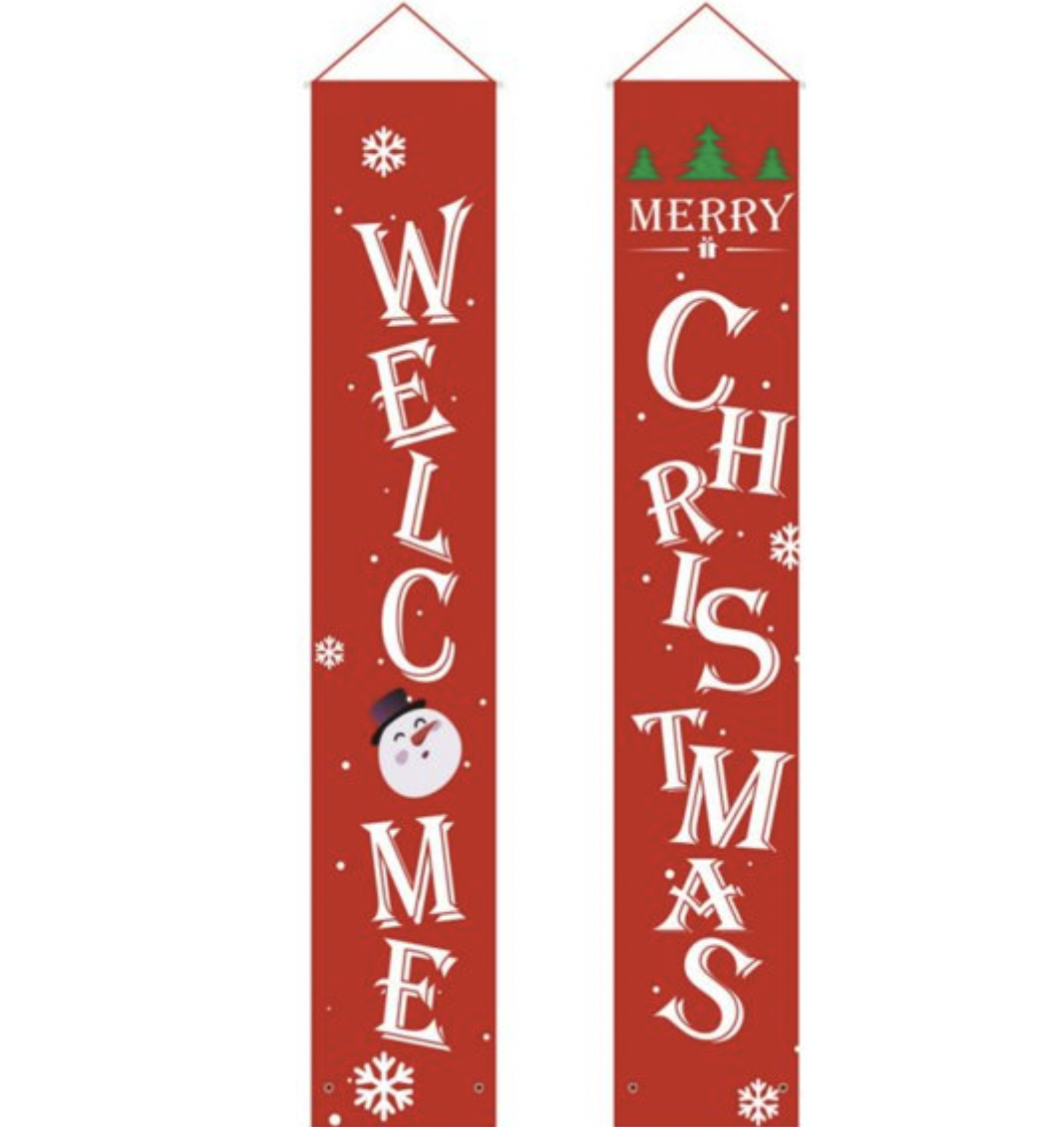 Welcome Christmas Porch Sign Banners