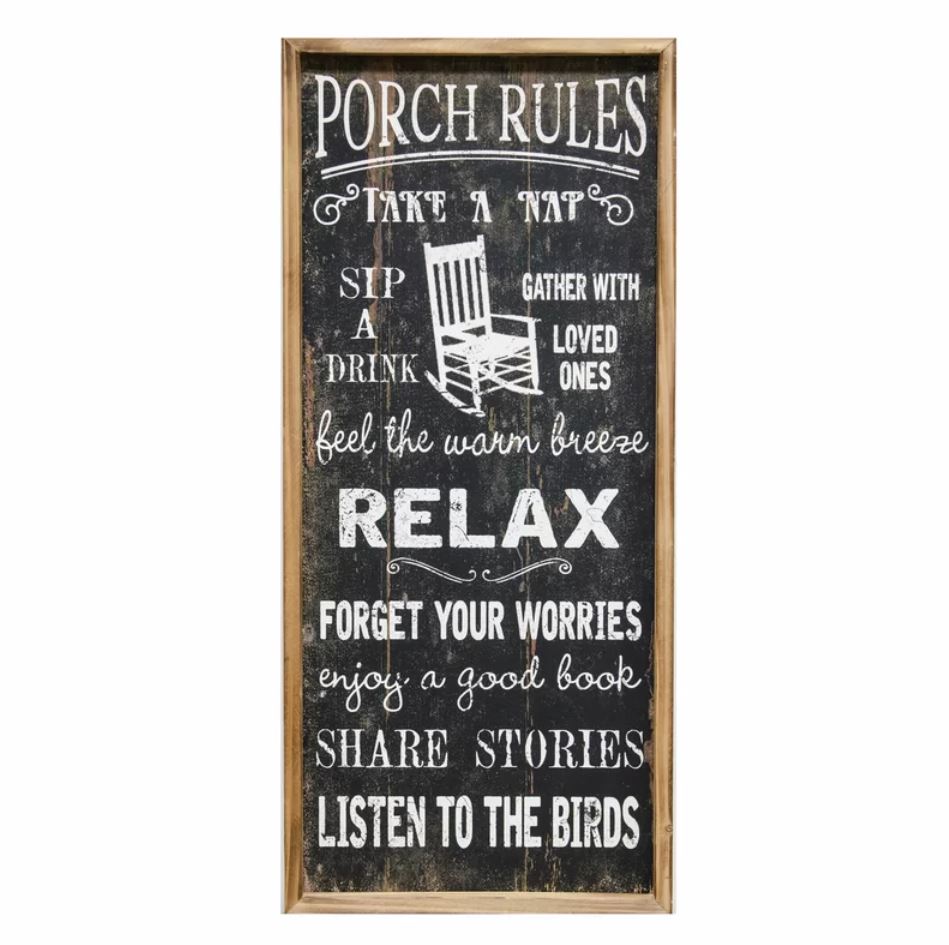 Chalkboard Style Porch Rules Sign