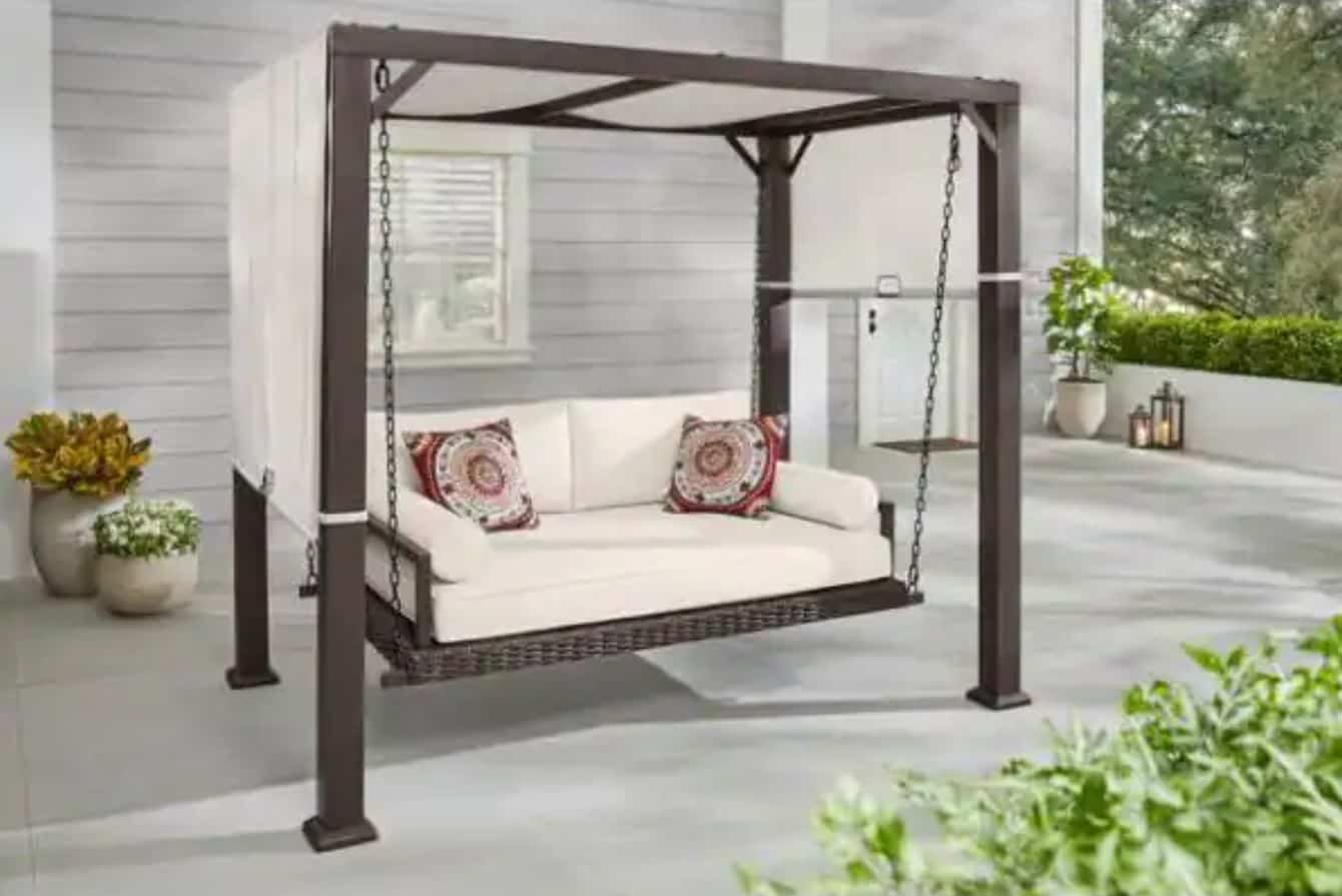 Hampton Bay Metal Wicker Patio Daybed Swing