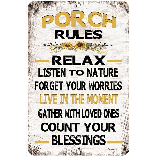 Metal Porch Rules Sign