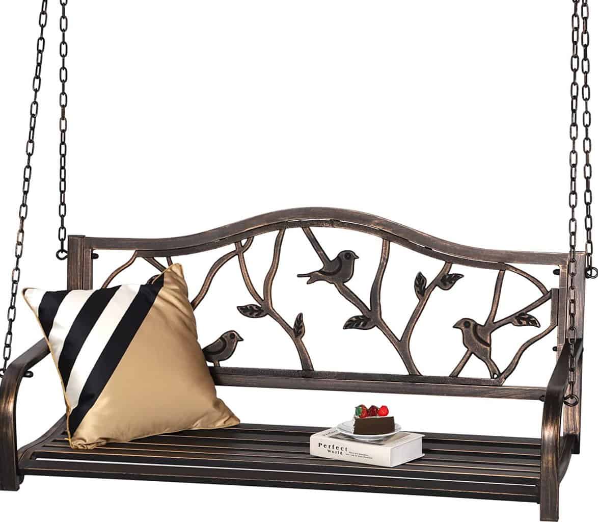 PHI VILLA Outdoor Metal Porch Swing