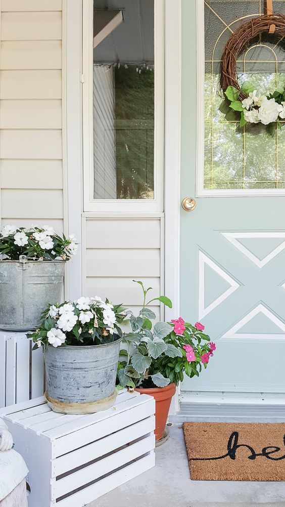 SunPatiens In Galvanized Buckets