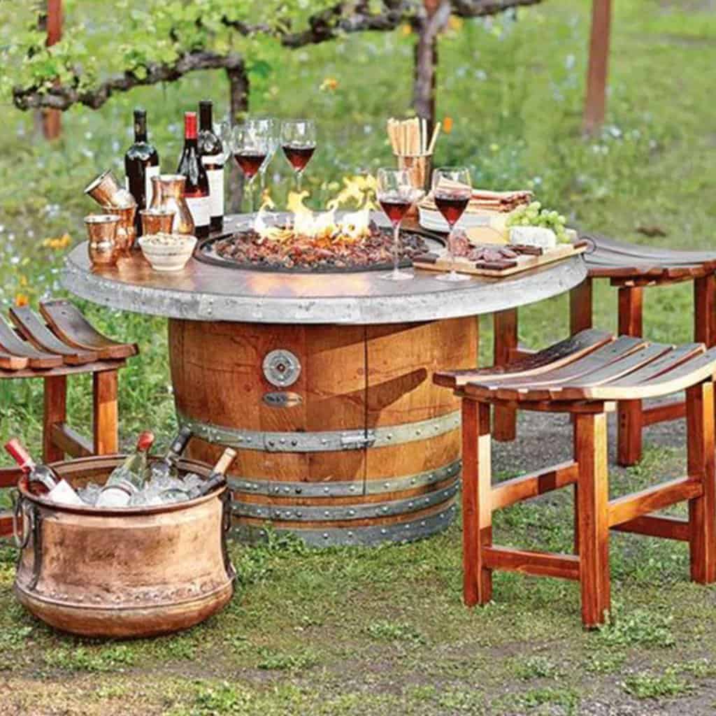 Vin de Flame Estate Wine Barrel Gas Fire Pit Table