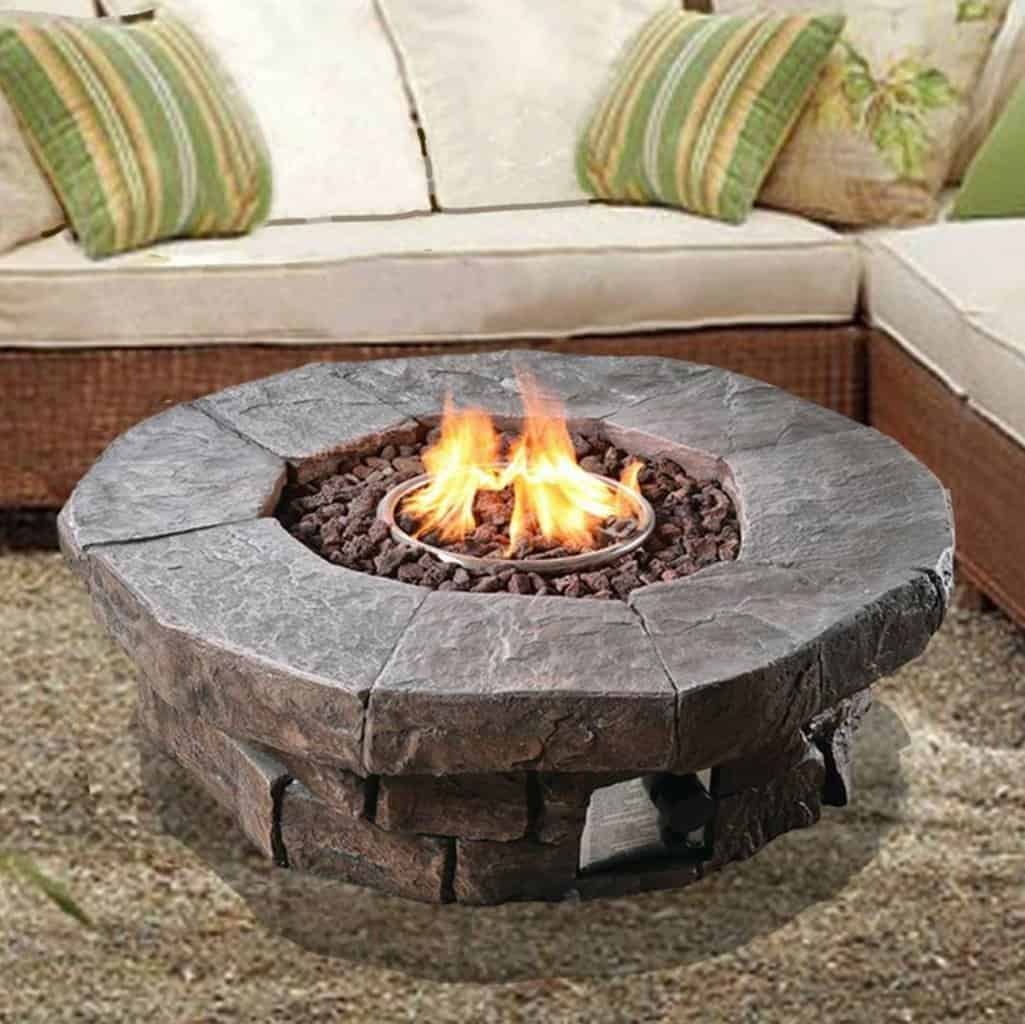 Woodsy Stone Round Gas Fire Pit