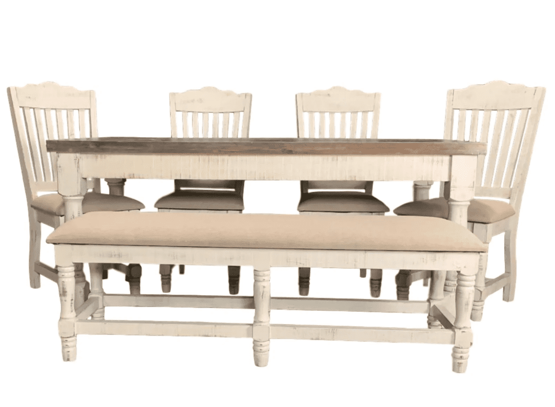 6 Person Pine Solid Wood Dining Set