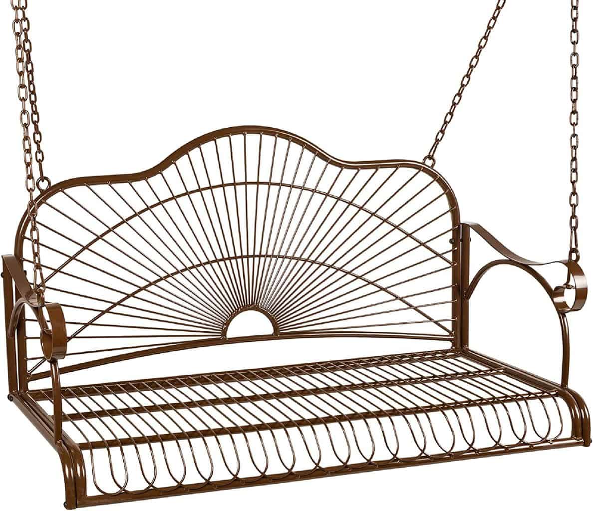 Best Choice Products Hanging Iron Porch Swing Bench Outdoor Patio Furniture for Garden