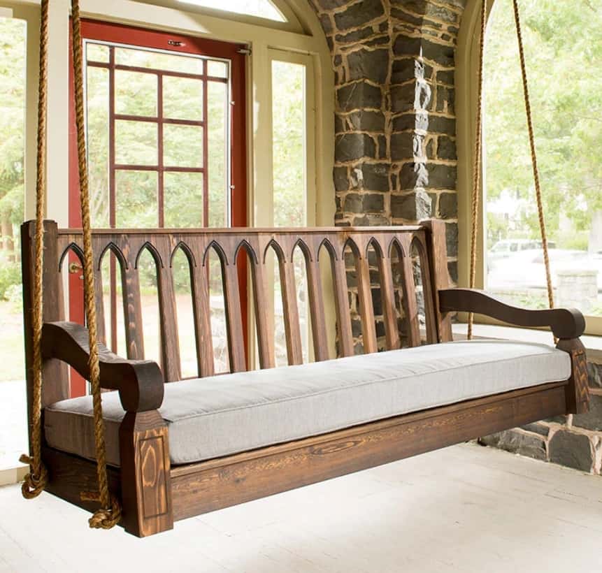 Nostalgic Cathedral Red Cedar Porch Swing