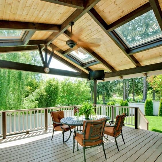 Pitched Porch Roof With Skylights