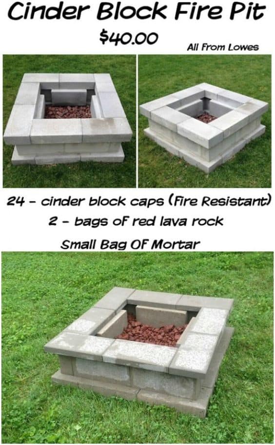 Squared Cinder Block Fire Pit