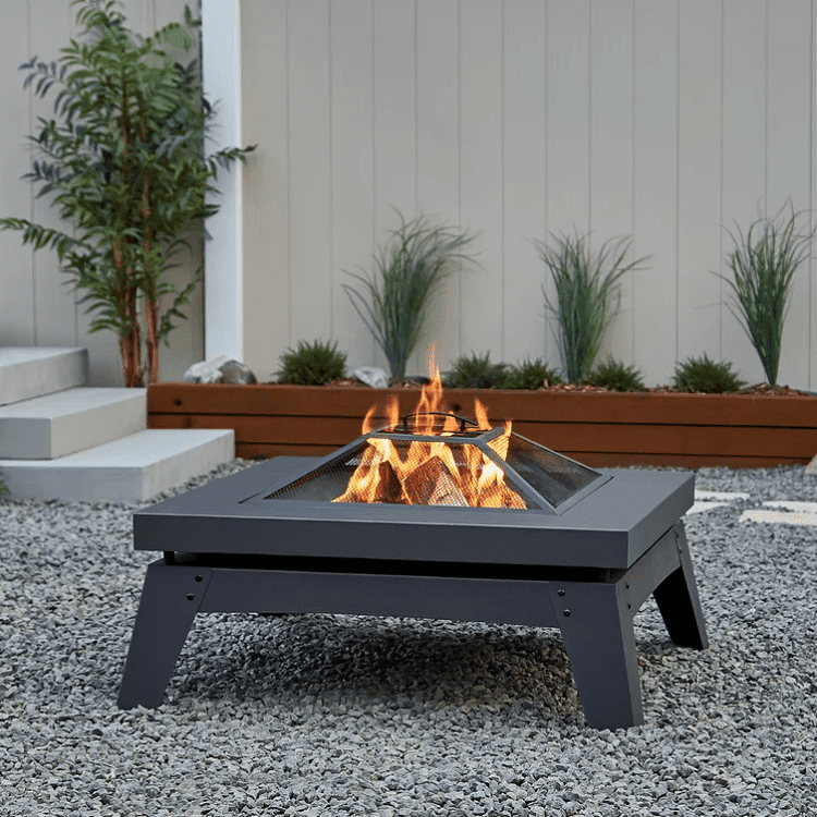 19.5'' H x 36.75'' W Steel Wood Burning Outdoor Fire Pit Table