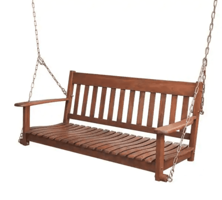 Thames Natural Brown Wood Porch Swing