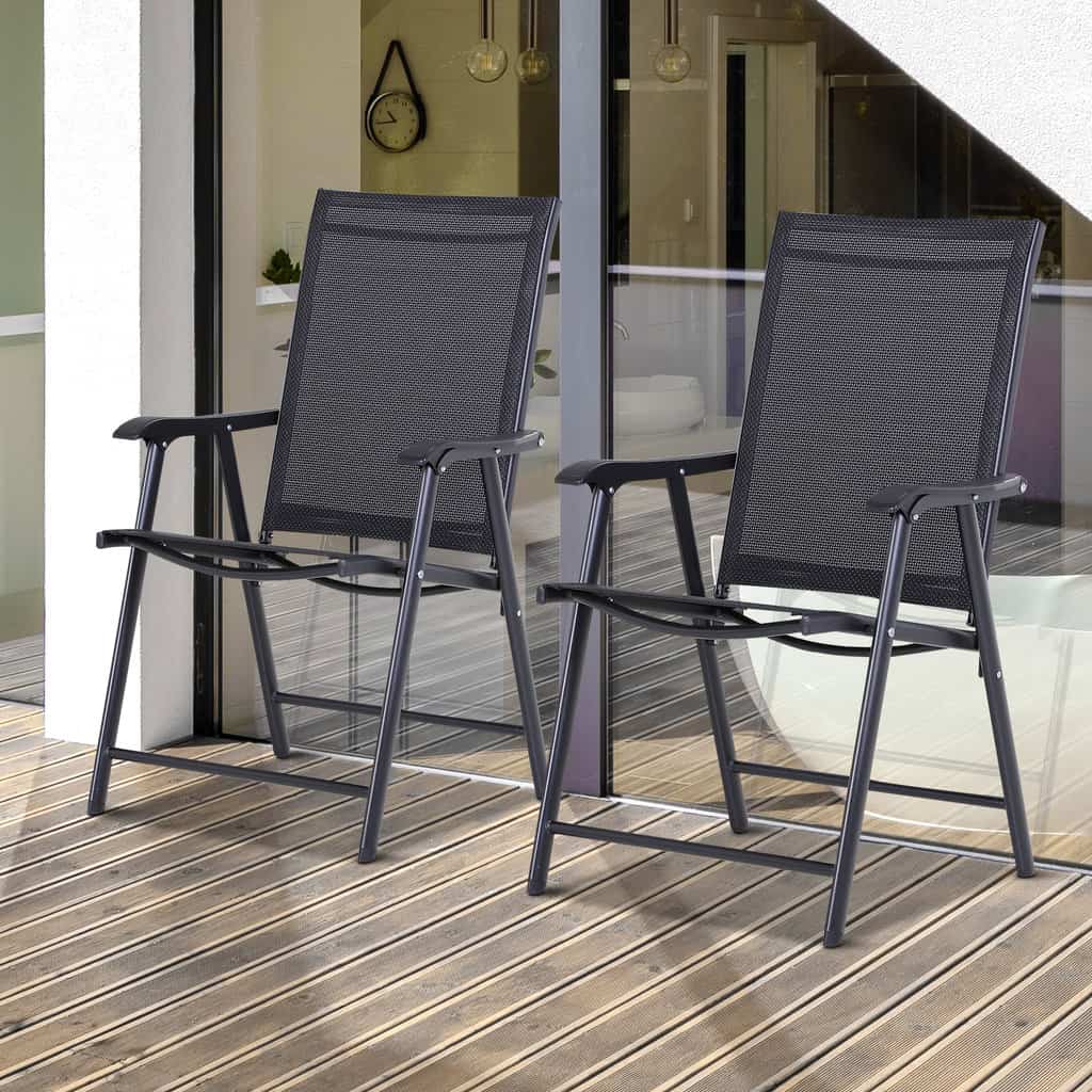 Outsunny Set of 2 Foldable Textilene Garden Chairs