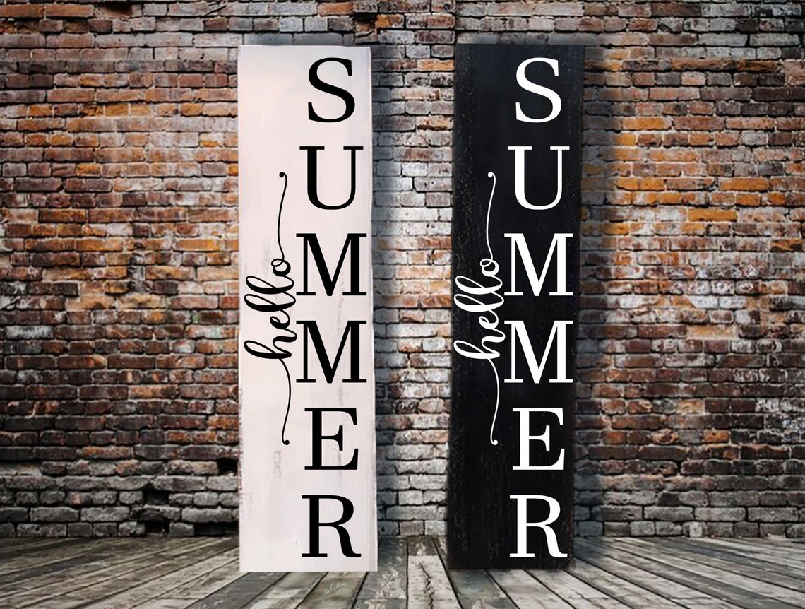 Hello Summer Hand Painted Vertical Wooden Sign 11.25 image 1