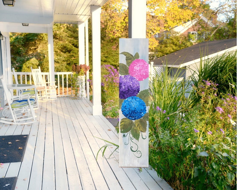 Hydrangeas porch leanerfloralspringsummertall summer sign image 1