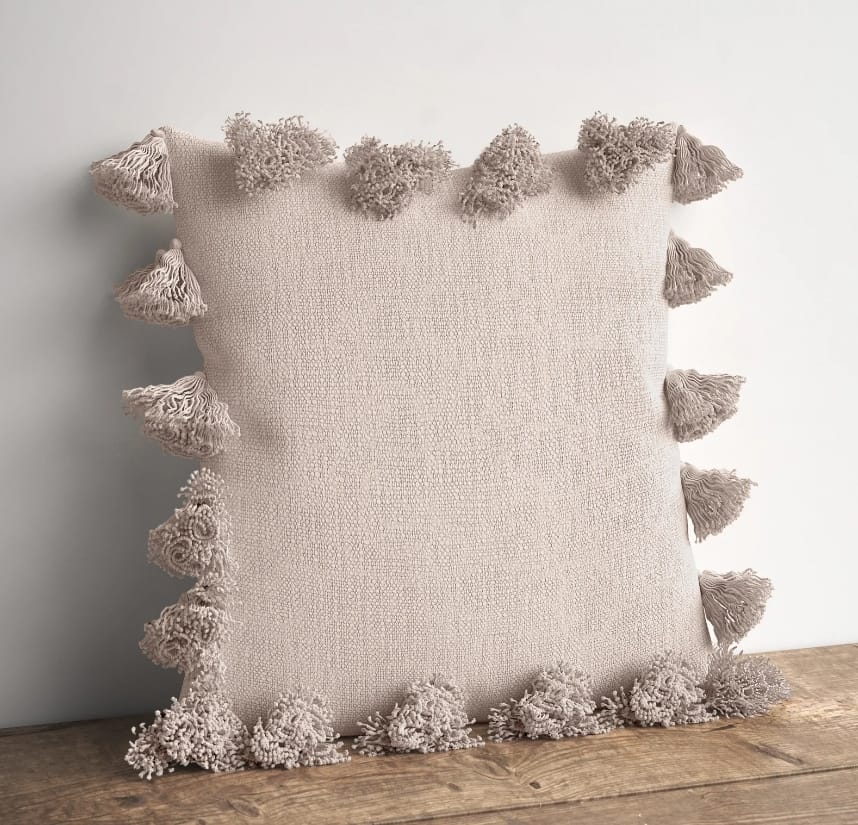 Interlude Luxurious Square Cotton Pillow Cover and Insert