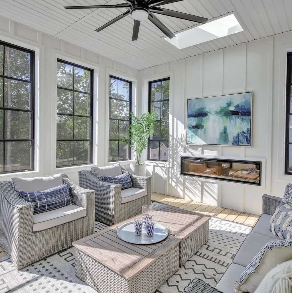 Blue and White Sunroom Oasis