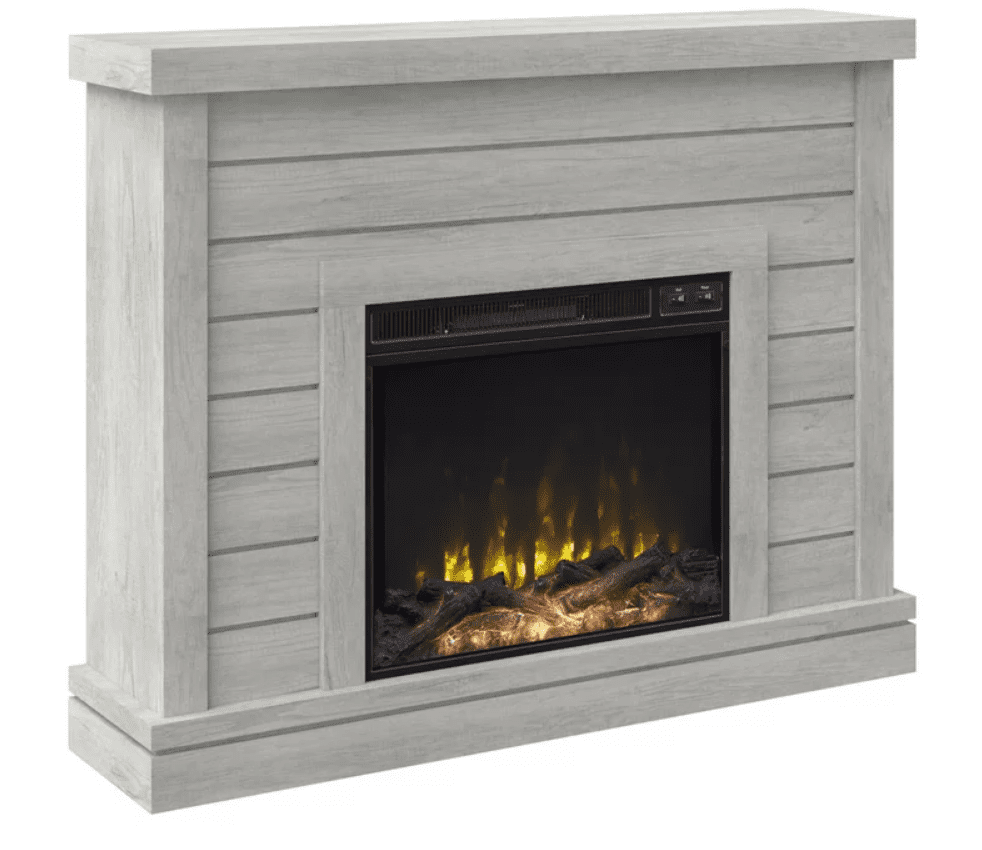 electric white brick fireplace