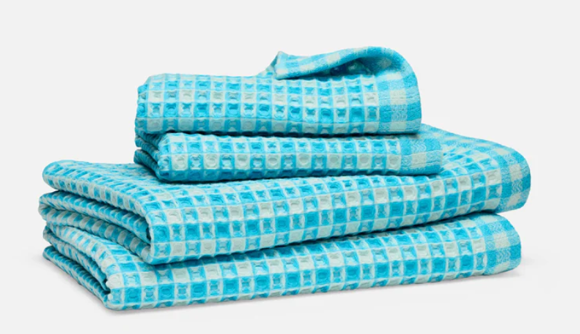 brokelinen waffle towels lightblue